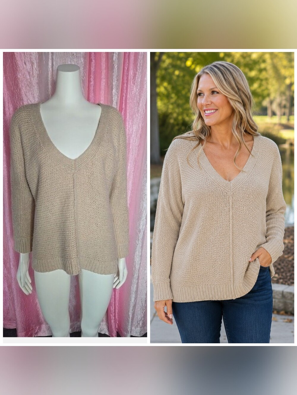 Free People Beige Wool Alpaca Oversized Knit Sweater Size Small